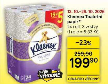 Kleenex Toaletní papír, 24 rolí. 3 vrstvy