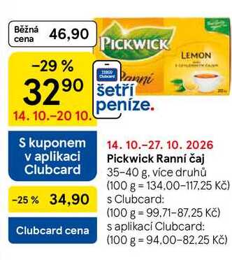 Pickwick Ranní čaj, 35-40 g, více druhů
