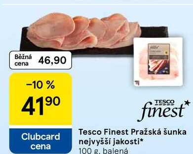 Tesco Finest Pražská šunka nejvyšší jakosti, 100 g, balená