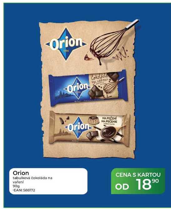 Orion tabulková čokoláda na vaření 90g
