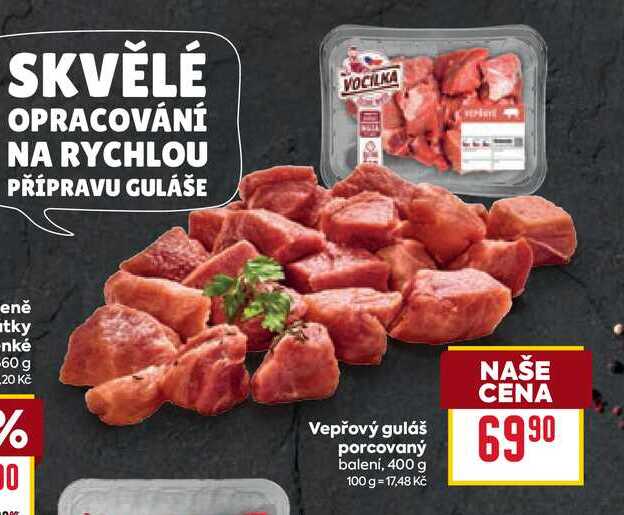 Vepřový guláš porcovaný balení, 400 g