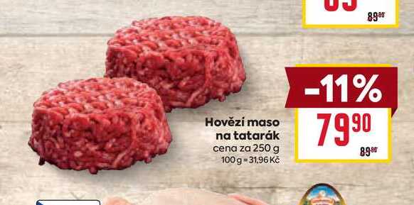 Hovězí maso na tatarák cena za 250 g 