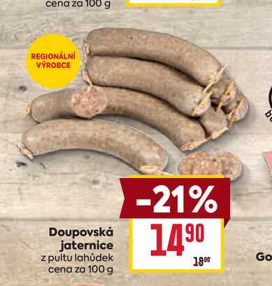 Doupovská jaternice z pultu lahůdek cena za 100 g