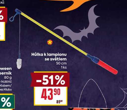 Hůlka k lampionu se světlem 50 cm 1ks 