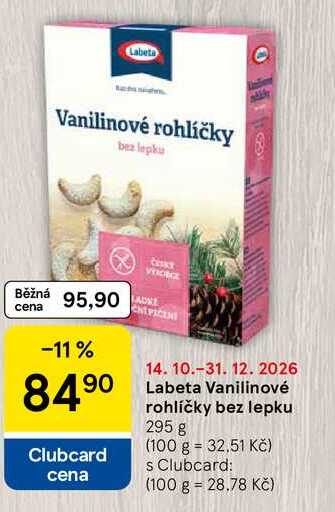 Labeta Vanilinové rohlíčky bez lepku, 295 g