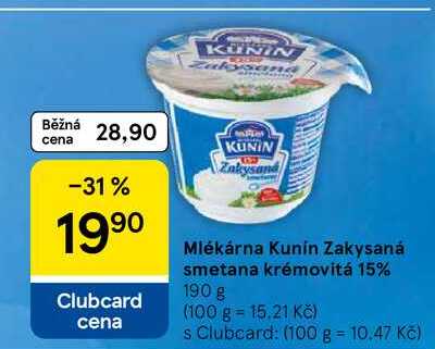 Mlékárna Kunin Zakysaná smetana krémovitá 15%, 190 g 