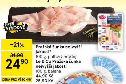 Pražská šunka nejvyšší jakosti, 100 g 