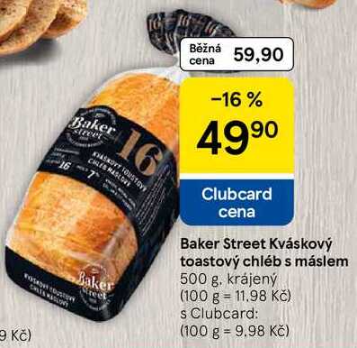Baker Street Kváskový toastový chléb s máslem, 500 g