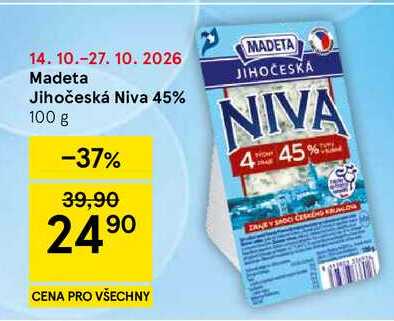 Madeta Jihočeská Niva 45%, 100 g