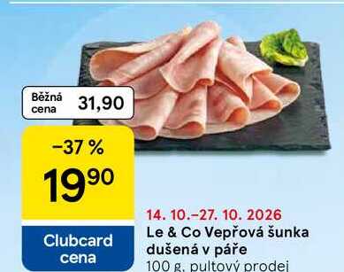 Le & Co Vepřová šunka dušená v páře, 100g