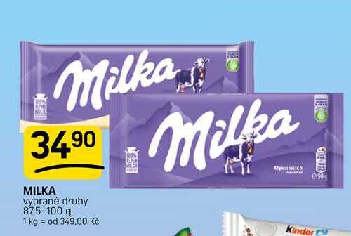 MILKA vybrané druhy 87,5-100 g