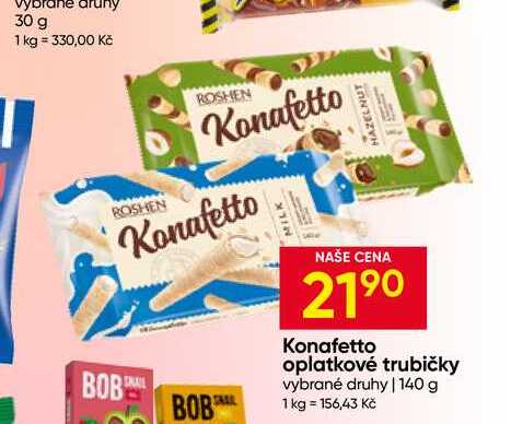 Konafetto oplatkové trubičky vybrané druhy 140 g