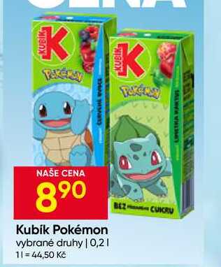 Kubík Pokémon vybrané druhy 0,2l