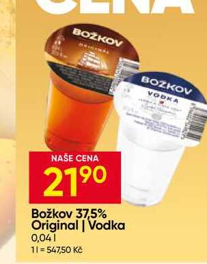 Božkov 37,5% Original, Vodka 0,04l