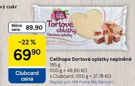 Celihope Dortové oplatky neplněné, 185 g