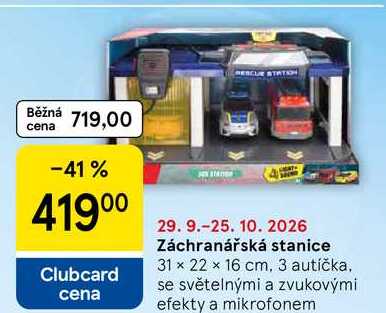 Záchranářská stanice, 31 x 22 x 16 cm, 3 autíčka, se světelnými a zvukovými efekty a mikrofonem 