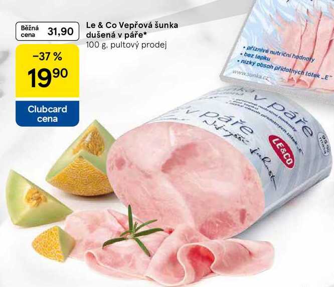 Le & Co Vepřová šunka dušená v páře, 100 g 