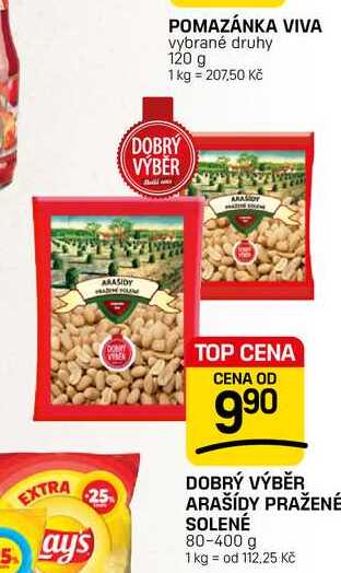 DOBRÝ VÝBĚR ARAŠÍDY PRAŽENÉ SOLENÉ 80-400 g 