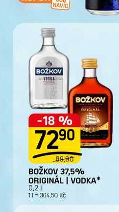 Božkov 37,5% originál, vodka 0,2l