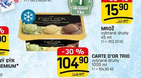 CARTE D'OR TRIO vybrané druhy 1000 ml