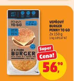 VEPŘOVÝ BURGER PENNY TO GO 2x 150 g