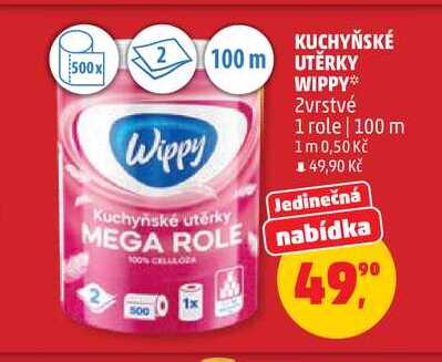 WIPPY Kuchyňské utěrky 2vrstvé 1 role