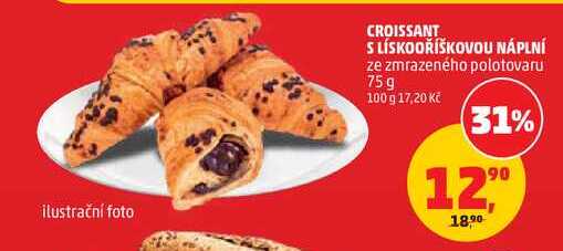CROISSANT S LÍSKOOŘÍŠKOVOU NÁPLNÍ ze zmrazeného polotovaru 75g