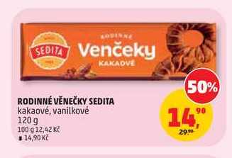 RODINNÉ VĚNEČKY SEDITA kakaové, vanilkové 120 g 