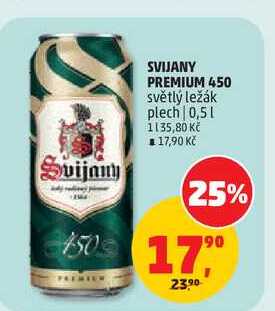 SVIJANY PREMIUM 450 světlý ležák plech 0,5l