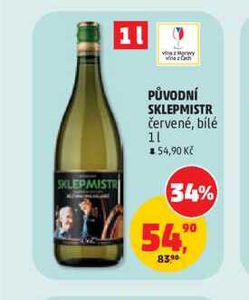 SKLEPMISTR červené, bílé víno 1l