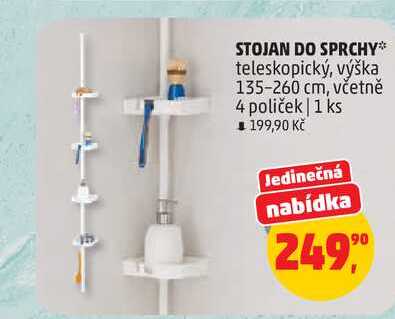 STOJAN DO SPRCHY teleskopický, výška 135-260 cm, včetně 4 poliček