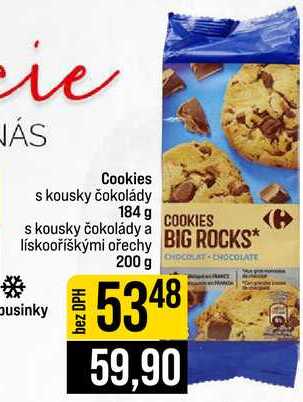 Cookies s kousky čokolády 184 g s kousky čokolády a lískooříškými ořechy 200 g 