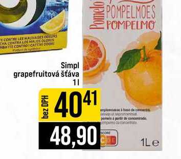 Simpl grapefruitová šťáva 1l