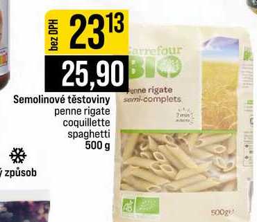 Semolinové těstoviny semi-complets způsob penne rigate coquillette spaghetti 500 g
