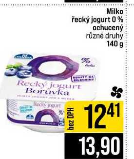 Milko řecký jogurt 0% ochucený různé druhy 140 g