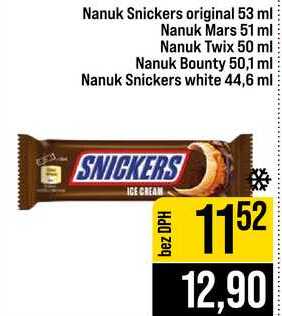 Nanuk Snickers original 53 ml Nanuk Mars 51 ml Nanuk Twix 50 ml Nanuk Bounty 50,1 ml Nanuk Snickers white 44,6 ml 