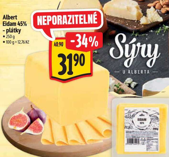 Albert Eidam 45% - plátky 250 g