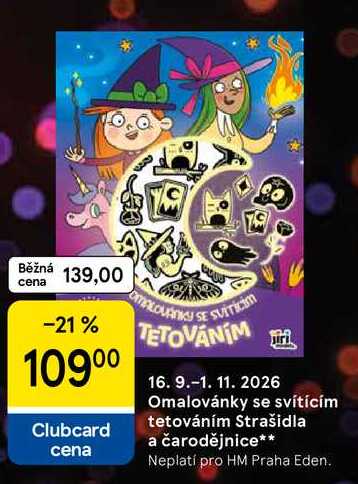 Omalovánky se svítícím tetováním Strašidla a čarodějnice