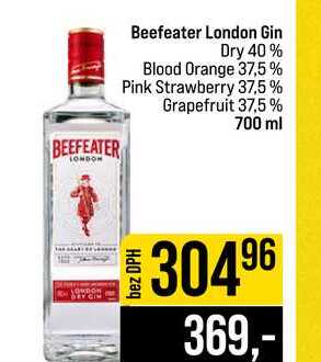 Beefeater London Gin Dry 40% Blood Orange 37,5% Pink Strawberry 37,5% Grapefruit 37,5 % 700 ml