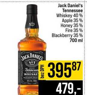 Jack Daniel's Tennessee Whiskey 40% Apple 35% Honey 35% Fire 35% Blackberry 35% 700 ml