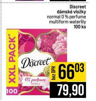 Discreet dámské vložky normal 0% perfume multiform waterlily 100 ks