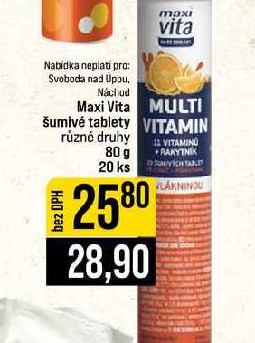 Maxi Vita šumivé tablety různé druhy 80 g