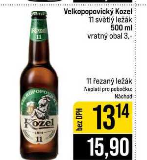 Velkopopovický Kozel 11 světlý ležák 500 ml