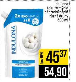 Indulona tekuté mýdlo náhradní náplň různé druhy 500 ml 