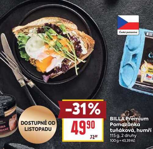 BILLA Premium Pomazánka tuňáková, humří 115 g