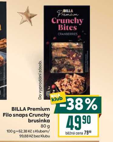 BILLA Premium Filo snaps Crunchy brusinka 80 g 