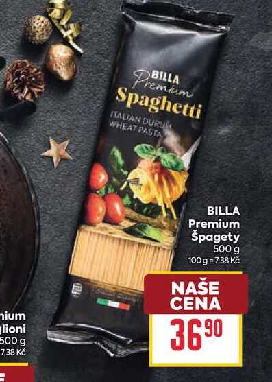 BILLA Premium Špagety 500 g 