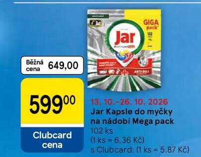 Jar Kapsle do myčky na nádobí Mega pack, 102 ks 