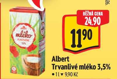 Albert Trvanlivé mléko 3,5%, 1 l