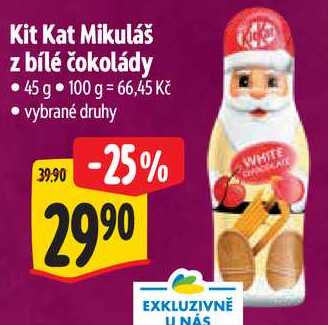 Kit Kat Mikuláš z bílé čokolády, 45 g